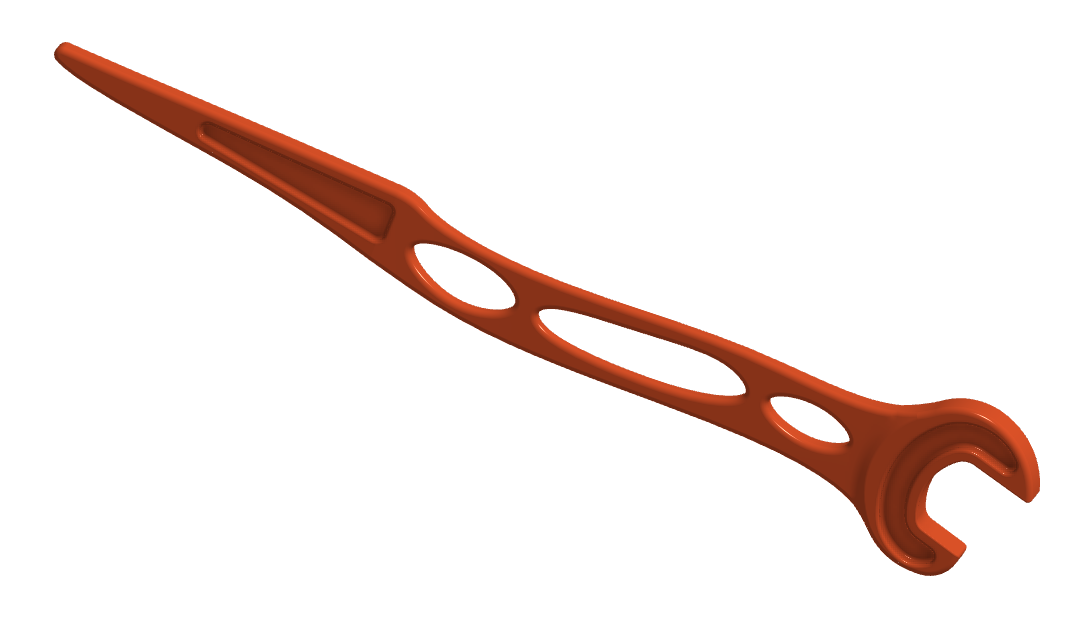 KLIKKAA KUVALINKKIÄ Käyttöönottamassani Onshapessa julkaistu topologiaoptimoimani kiintoavain. (mobiilissa linkin katselu vaatii Onshape-sovelluksen)